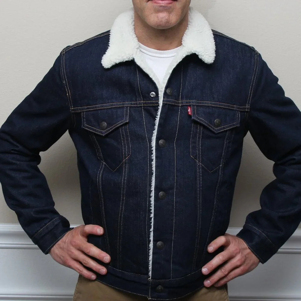 🧥 Levi’s Men’s Sherpa Trucker Jacket 👖 PC9-16365-0075 | Denim Lined Size Small - Picture 1 of 15